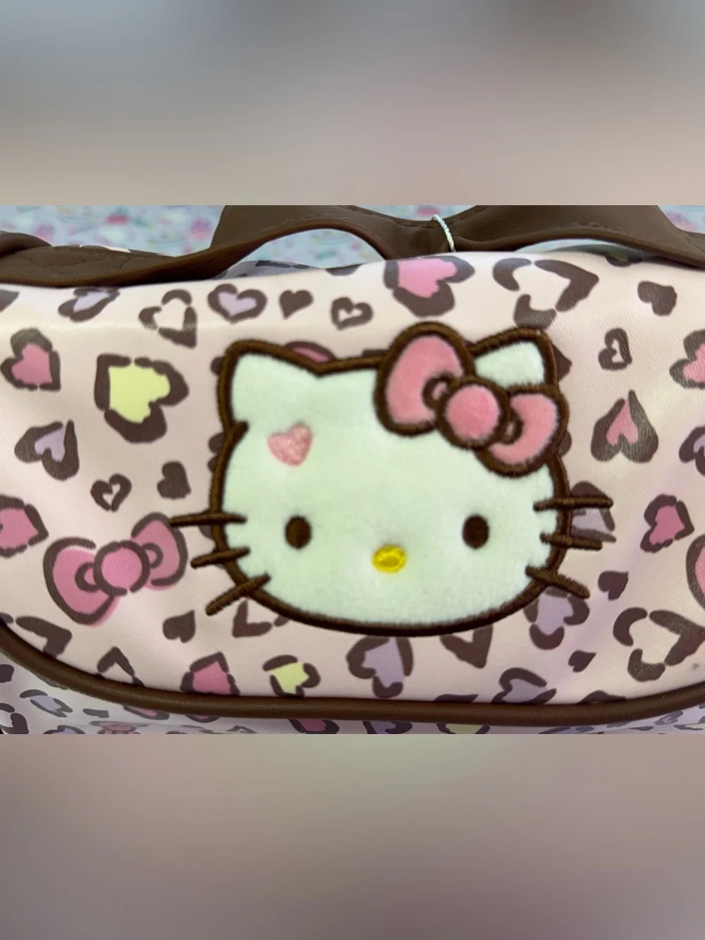 Hello Kitty Pink Leopard Print Makeup Bag with Top Handle